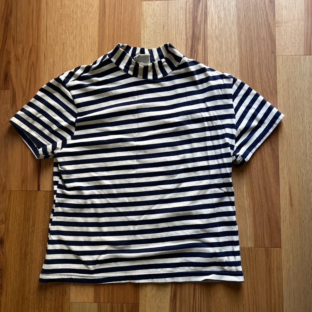 Vintage mock neck striped tee